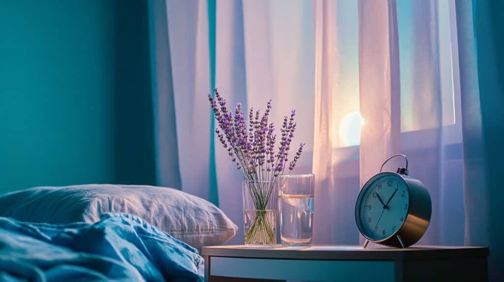 The sun rising in the window of a pretty, calm bedroom. The perfect spot for self care for women.
