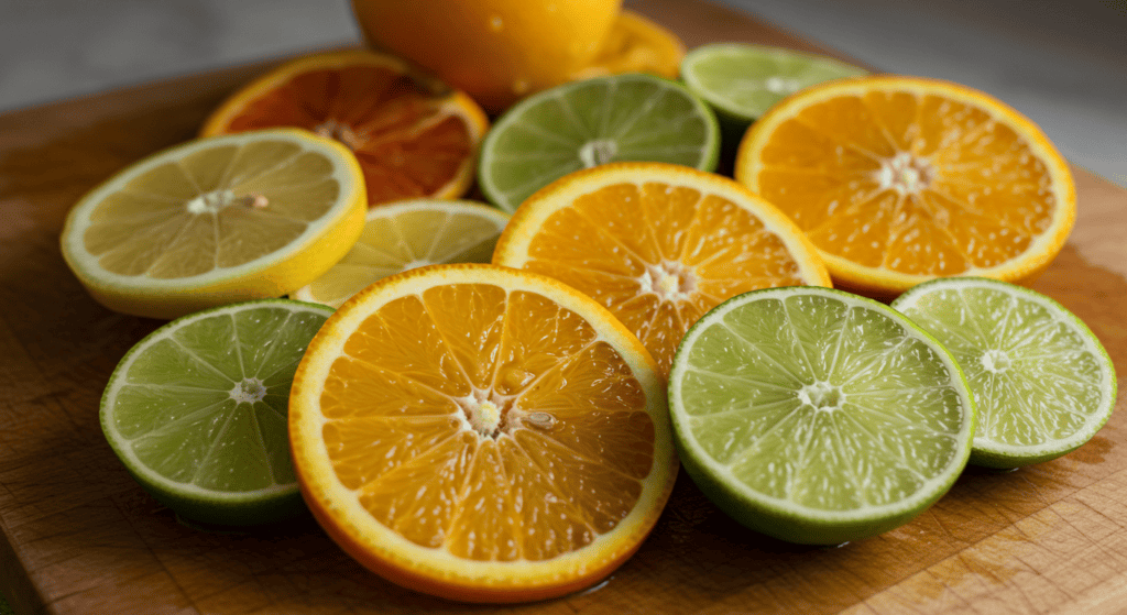SLiced citrus fruit. One of the best energy boosters.