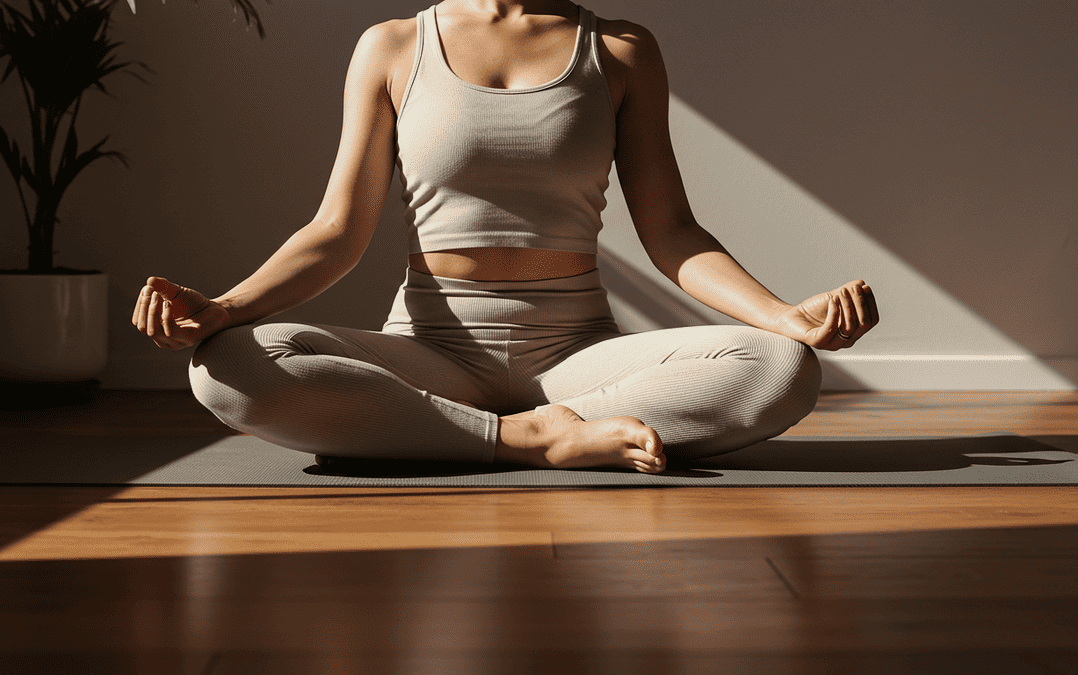 woman doing self-care and yoga