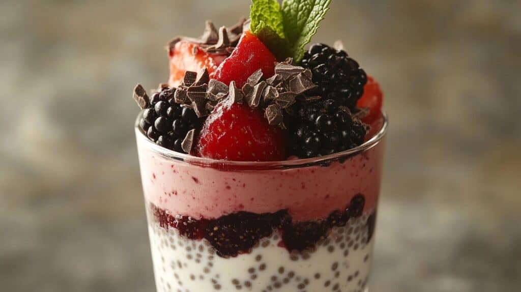 Chia seed pudding with berries is one of the healthy desserts for weight loss.